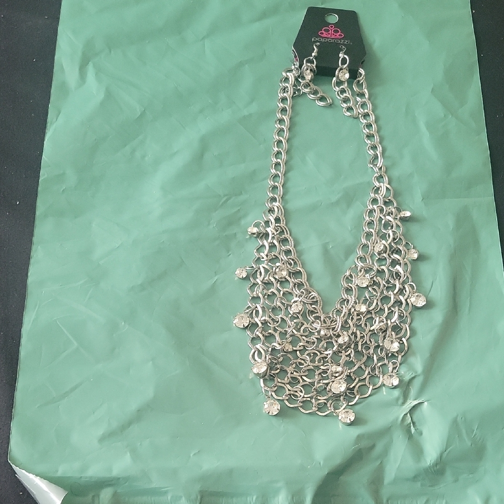 Paparazzi Silver Layered Necklace with Polished Finish
